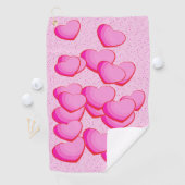 ピンクかわいらし色のハートの束水玉模様 ゴルフタオル (インサイチュ)