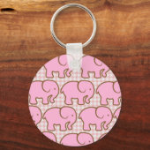 ピンクかわいらし色のプライド模様のピンクの象 キーホルダー (正面)
