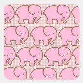 ピンクかわいらし色のプライド模様のピンクの象 スクエアシール (正面)