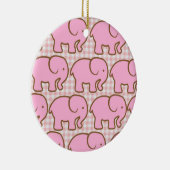 ピンクかわいらし色のプライド模様のピンクの象 セラミックオーナメント (右)