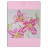 ピンクかわいらし色のユリ絵画リ クリップボード (裏面)