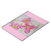 ピンクかわいらし色のユリ絵画リ ノートブック (左側)