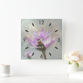 ピンクかわいらし色のユリ色の大時計 スクエア壁時計 (ホーム)
