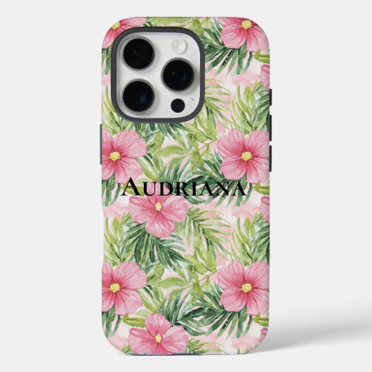 ピンクかわいらし色の熱帯の花 Case-Mate iPhoneケース (裏面)