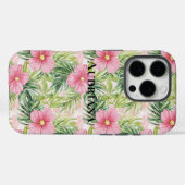 ピンクかわいらし色の熱帯の花 Case-Mate iPhoneケース (裏面 (横))
