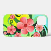 ピンクかわいらし色の熱帯ハイビスカスフローラ装飾 Case-Mate iPhoneケース (裏面 (横))