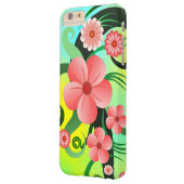 ピンクかわいらし色の熱帯ハイビスカスフローラ装飾 Case-Mate iPhoneケース (裏面左)