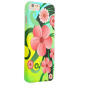 ピンクかわいらし色の熱帯ハイビスカスフローラ装飾 Case-Mate iPhoneケース (裏面/右)