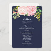 ピンクかわいらし色の牡丹のメニューカード(5 x 7) メニュー (正面/裏面)