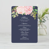 ピンクかわいらし色の牡丹のメニューカード(5 x 7) メニュー (スタンド正面)