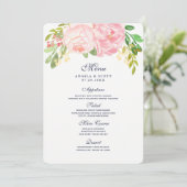 ピンクかわいらし色の牡丹のメニューカード(5 x 7) メニュー (スタンド正面)