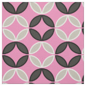 ピンクかわいらし色の白黒の花弁パターン ファブリック (見本)