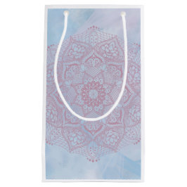 ピンクかわいらし色の聖蓮花曼荼羅 スモールペーパーバッグ