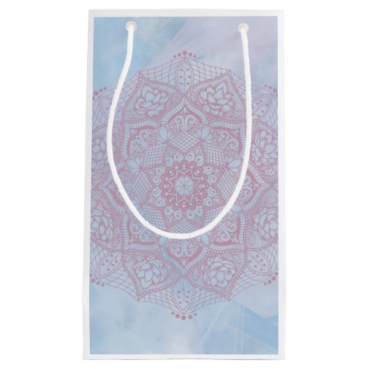 ピンクかわいらし色の聖蓮花曼荼羅 スモールペーパーバッグ (正面)