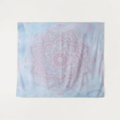 ピンクかわいらし色の聖蓮花曼荼羅 タペストリー (正面(横))