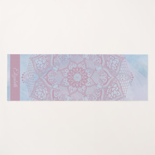 ピンクかわいらし色の聖蓮花曼荼羅 ヨガマット (正面(横))