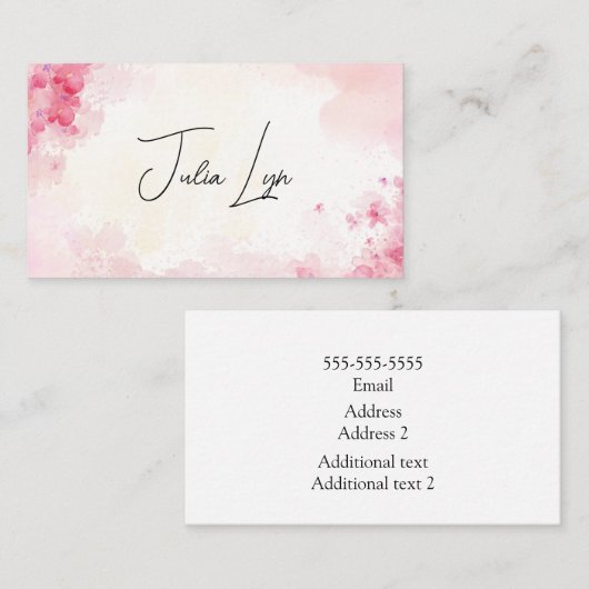 ピンクかわいらし色の花で 名刺 (正面/裏面)