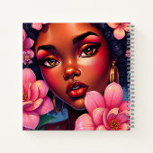 ピンクかわいらし色の花の女パーソナライズされた性 ノートブック (裏面)