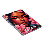 ピンクかわいらし色の花の女パーソナライズされた性 ノートブック (右側)