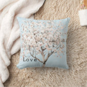 ピンクかわいらし色の花の木 クッション (ブランケット)