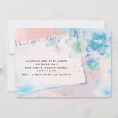 ピンクかわいらし色の花を背景に卒業 招待状 (裏面)