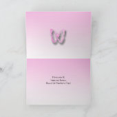 ピンクかわいらし色の蝶と写真マザーズデイ カード (内部)