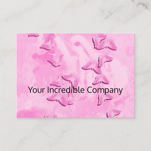 ピンクかわいらし色の蝶 名刺 (正面)