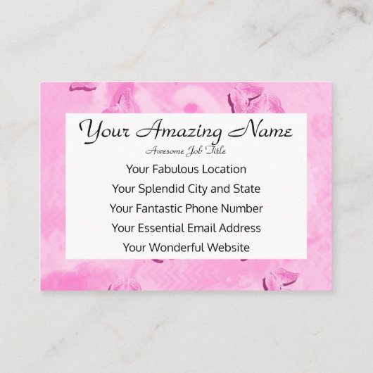 ピンクかわいらし色の蝶 名刺 (裏面)