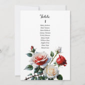 ピンクかわいらし色の赤いバラのシーティングカード 招待状 (裏面)