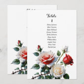 ピンクかわいらし色の赤いバラのシーティングカード 招待状 (正面/裏面)