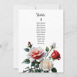 ピンクかわいらし色の赤いバラのシーティングカード 招待状