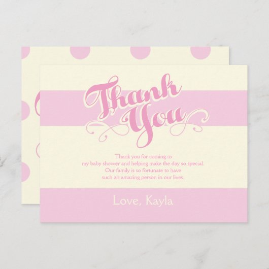 ピンクかわいらし色の赤ちゃんシャワーのサンキューカード ポストカード (正面/裏面)