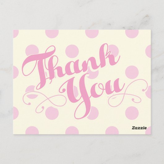 ピンクかわいらし色の赤ちゃんシャワーのサンキューカード ポストカード (裏面)