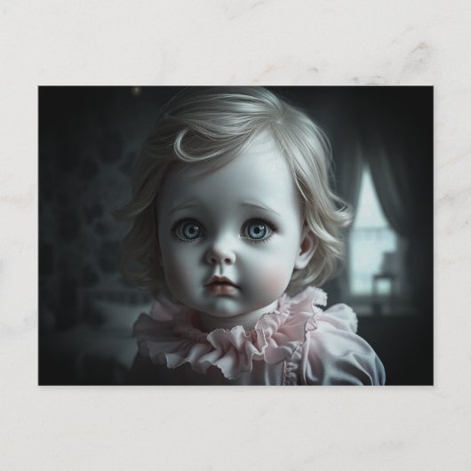 ピンクかわいらし色の金髪の人形はがき ポストカード (正面)