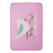 ピンクかわいらし色の鳥 バスマット (正面縦)