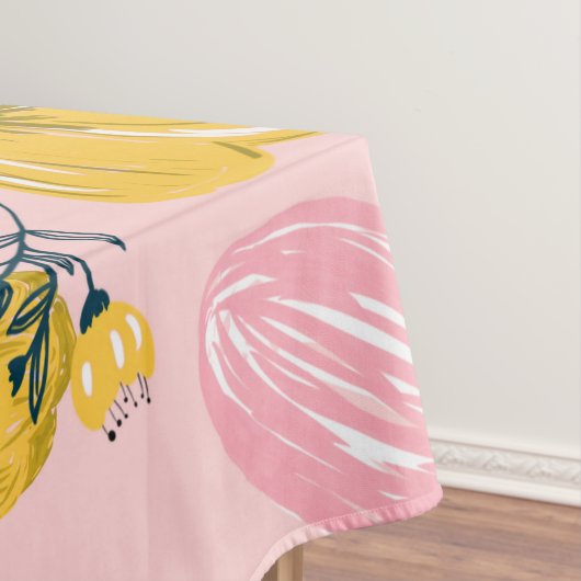 ピンクかわいらし色の黄色い花フローラ テーブルクロス (インサイチュ)