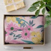 ピンクかわいらし色の黄色い花フローラ 薄葉紙 (ギフト)