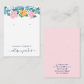 ピンクかわいらし色の黄色い青い花イヤリングディスプレイ 名刺 (正面/裏面)