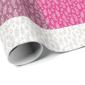 ピンクかわいらし色パレット植物葉柄 ラッピングペーパー (ロールコーナー)