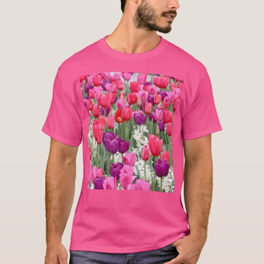 ピンクかわいらし花びら Tシャツ (正面)