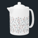 ピンクかわいらし花柄ティーポット<br><div class="desc">ピンクかわいらしの花柄モノグラカスタムム。国フランスのスタイル赤面ピンクの花とパウダーブルーの葉のアクセント。甘いウィムシーな家の家具。花模様と葉。水彩画の手描きフローララインアート詳細。この国ガーリーのデザインフランスのは多くのギフトや大事な行事のために素晴らしある。次の楽しむ贈り物のアイディアのためのエレガントトレンディーとプリント与え。あなた自身のためのあなたの友人またはあなたの家族。ZazzleのAmore Amoreでのみ利用可能。</div>