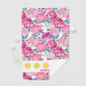 ピンクかわいらし花柄漬け玉汗取り ゴルフタオル (インサイチュ)