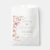 ピンクかわいらし蝶の甘い16第1の2誕生日 フェイバーバッグ (正面)