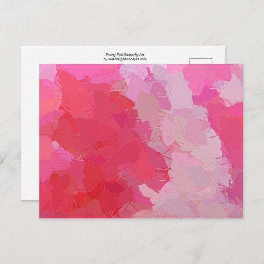 ピンクかわいらし蝶はがき ポストカード (正面/裏面)