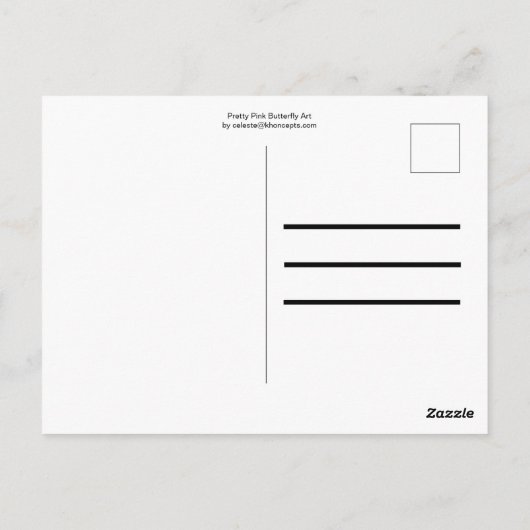 ピンクかわいらし蝶はがき ポストカード (裏面)