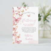 ピンクかわいらし蝶ガール1st最初の誕生日 サンキューカード (スタンド正面)