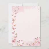 ピンクかわいらし蝶ガール1st最初の誕生日 招待状 (裏面)