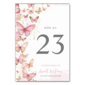ピンクかわいらし蝶スイーツ16カンス誕生日 テーブルナンバー (裏面)