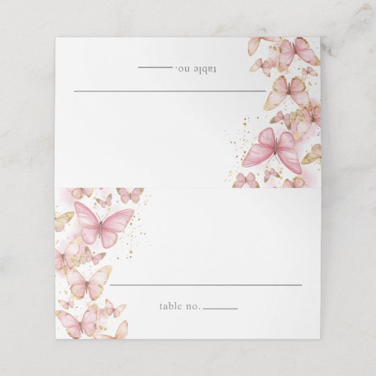 ピンクかわいらし蝶スイーツ16カンス誕生日 プレイスカード (外部開封)