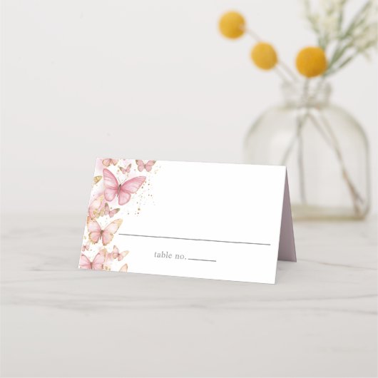 ピンクかわいらし蝶スイーツ16カンス誕生日 プレイスカード (裏面)